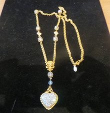 Kirks Folly necklace stunning gold colour long heart shape pendant sparkly