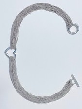 Tiffany & Co Sterling Silver Multi-Strand Mesh Open Heart Necklace