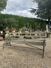 Antique Victorian 1870 Coalbrookdale Wooden And Wrought Iron End Garden Bench