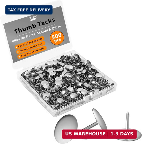 Thumb tack 500 pack silver - 500, pack,