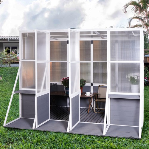 Wooden lean greenhouse - wooden, lean-to