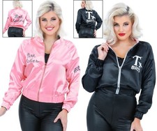 Ladies Licensed Grease Reversible Pink Lady T Bird Fancy Dress Jacket by Smiffys