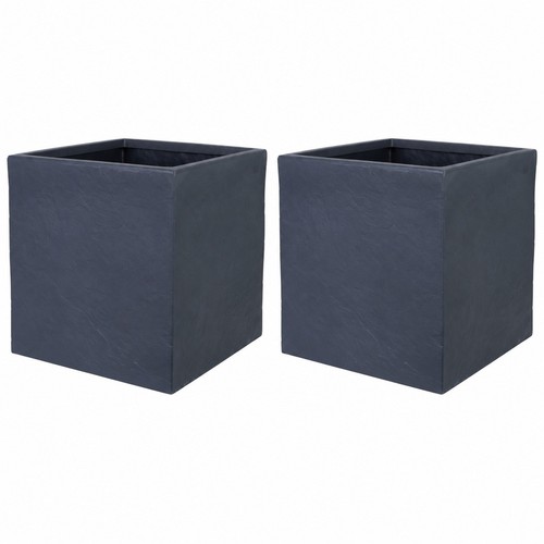 Large grey square plant pots - 2,