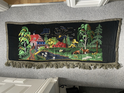 Vintage woven tapestry fabric - woven,