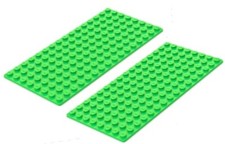 2 NEW BRIGHT GREEN LEGO BASEPLATE LOT 8X16 dot base board 2.5x5 inch plate