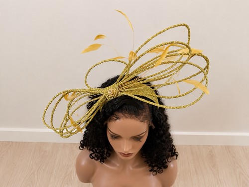 Gold fascinator hat royal - hat, |