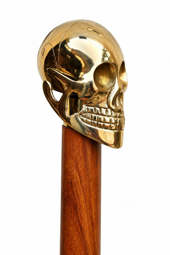 Skull walking cane wooden - cane,