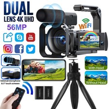 56MP Video Camera Camcorder & Dual Lens WiFi IR Night Vision 16x Zoom