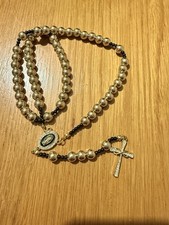 Handmade Rosary made of 9mm gold colour beads, 3mm plastic beads and cord