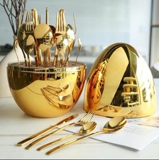 24-Piece Stainless Steel Cutlery Set with Gift Box - Steak Knife, Fork, Spoon,