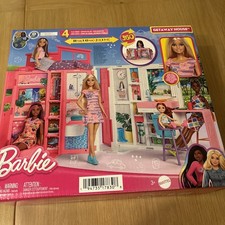 Barbie Foldable Get Away House With Barbie Doll And Accessories New