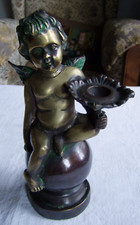 Angel Candle Holder, Bronze, 23.5 cm, 2150 grams, Vintage