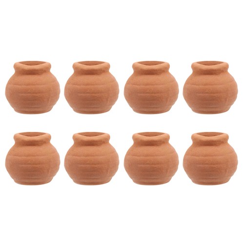 8pcs miniature clay pots - pots, for