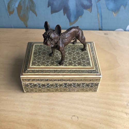 Bronze french bulldog figure - bronze,