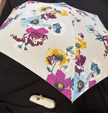 NEW JOULES Floral UMBRELLA Case Great Britain Brolly SILVER POSY Compact