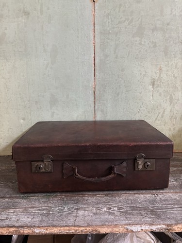 Antique leather suitcase - leather,