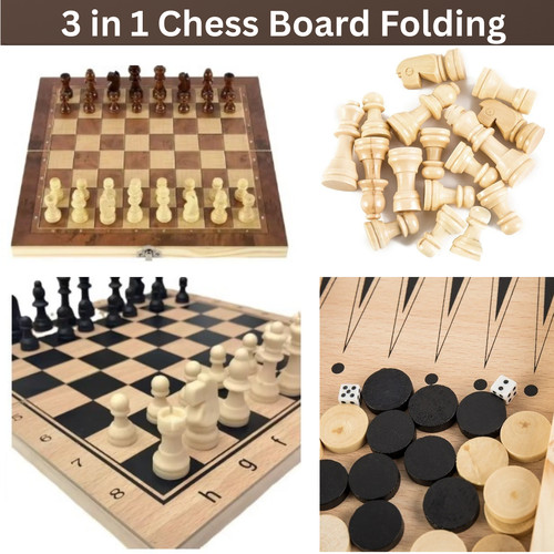 Large chess wooden set - in,