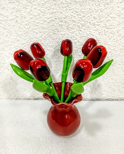Vase with red wooden - red,