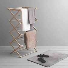 4 Tier Classic Vintage Traditional BAMBOO WOOD Folding Clothes Airer Horse 