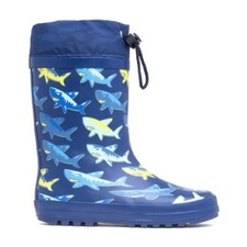 Boys Wellies Blue Kids Welly Girls Wellington Sharks Toggle Gripped SIZE