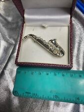 Saxophone Brooch Gold In Colour With Pretty Crystal Detailing