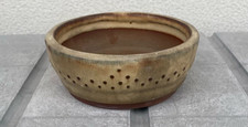Vintage Japanese Tokoname Ware Bonsai Pot Round Signed Tousui