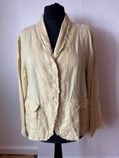 Ewa I Walla 100% Linen Lemon Jacket With Stripe Detail Size Large Used.