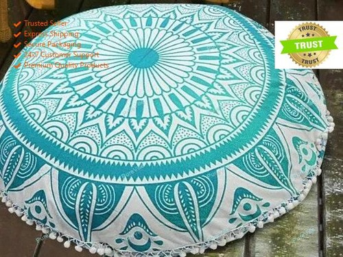 Indian mandala pouf ottoman - indian,