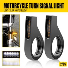 2x Front Motorcycle 39-41mm Fork LED Turn Signal Light Indicator Amber White DRL