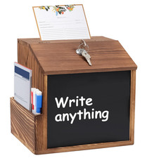 Wooden Suggestion Box with Lock and Slot – Wall Mounted Comment Ballot Box