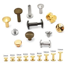 3-15mm Double Sided Flat Belt Screw Leather Craft Copper Rivet Stud Heads DIY