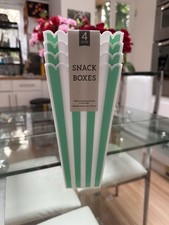 Green & White Plastic Popcorn Snack Boxes – 4 Pack – Reusable