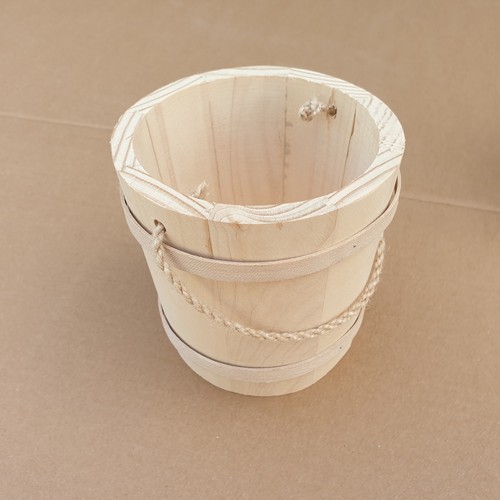 Wooden bucket with rope - wooden,