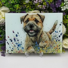 Border Terrier Glass Chopping Board: Handmade Kitchen Decor