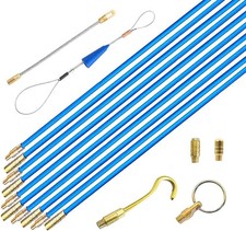 10M Cable Access Kit 1M X 10 Electricians Puller Rods Wires Draw Push Pulling