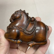 Chinese Japanese boxwood hand carved horse hand piece statue netsuke gift