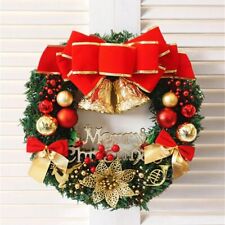 30-40CM Christmas Wreath With Bow Front Door Wreath Garland Xmas Hanging Decor