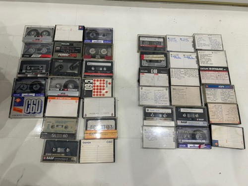 Blank cassette tapes half used - half,