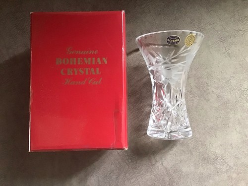 Bohemian crystal hand cut vase - bohemian,