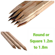 Tree Stakes Fence Stake Square or Round 1.2m (4ft) to 1.8m (6ft) Pack Deals