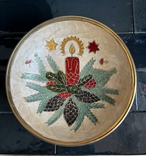 Vintage Christmas brass footed