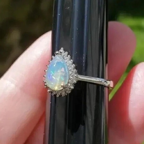 Fire opal ring - opal, silver