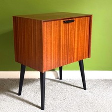Mid Century Teak Vinyl Record Cabinet by Bryants of Birmingham, Atomic Legs, 60s