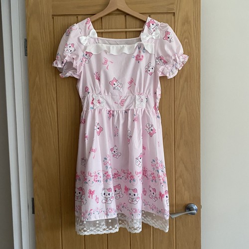 Pink cat print - print, pinafore