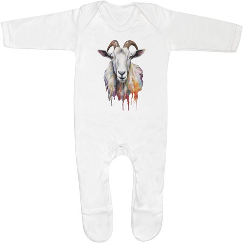 Goat portrait baby sleepsuit - baby,