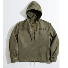 Mens Vintage WWII USN Navy Deck Jacket Military Jacket Wet Weather Parka Hoodies 