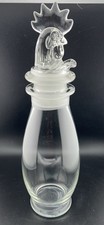VTG 3 Piece Heisey Cobel Clear Glass Rooster 14” Cocktail Shaker/Decanter 1940’s