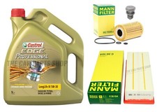 FITS VW TOURAN 1.6 TDI 10-15 5L CASTROL & AIR OIL FILTER MANN SERVICE KIT