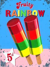 SHABBY-CHIC FRUITY RAINBOW ICE LOLLY Retro Metal Sign/Plaque, Pub, Bar, Man Cave
