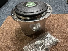 CLASSIC MINI STEERING WHEEL CHROME BOSS, Green Logo , Like MOUNTNEY Etc